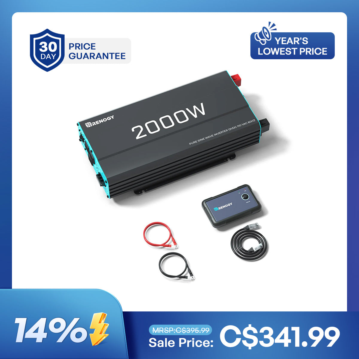 Renogy 12V 2000W Pure Sine Wave Inverter