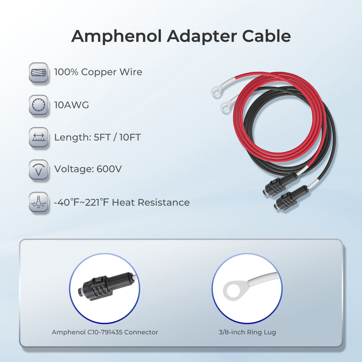 Amphenol Adapter Cable( Amphenol - 3/8 in Lugs)