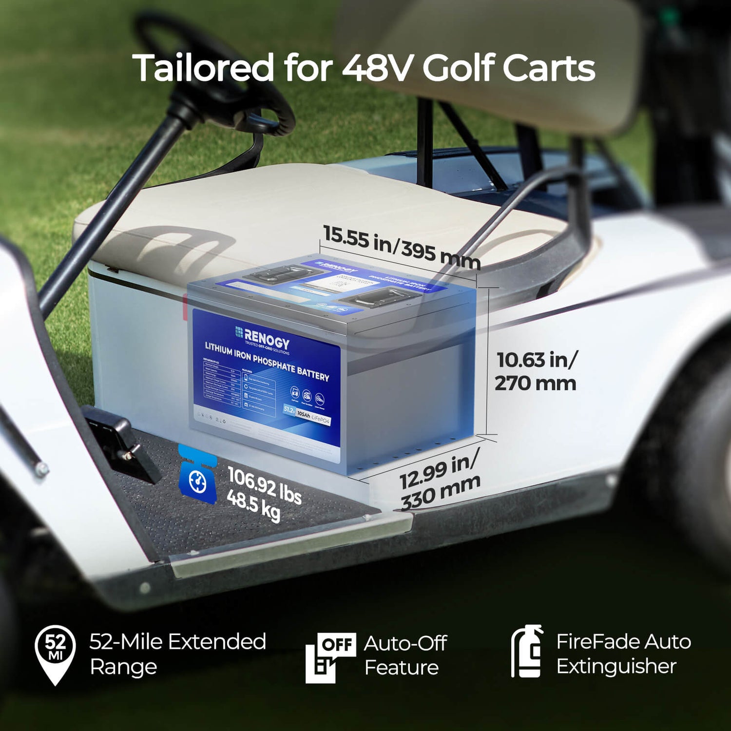 48V 105Ah Golf Cart Lithium Iron Phosphate Battery
