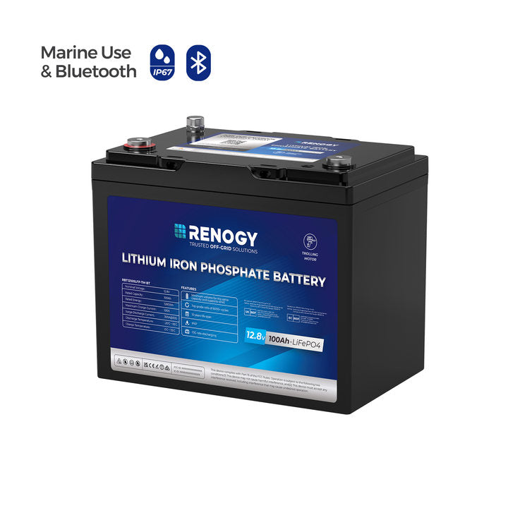 Renogy Core - Batterie LiFePO4 12 V 100 Ah pour moteur de pêche à la traîne avec Bluetooth