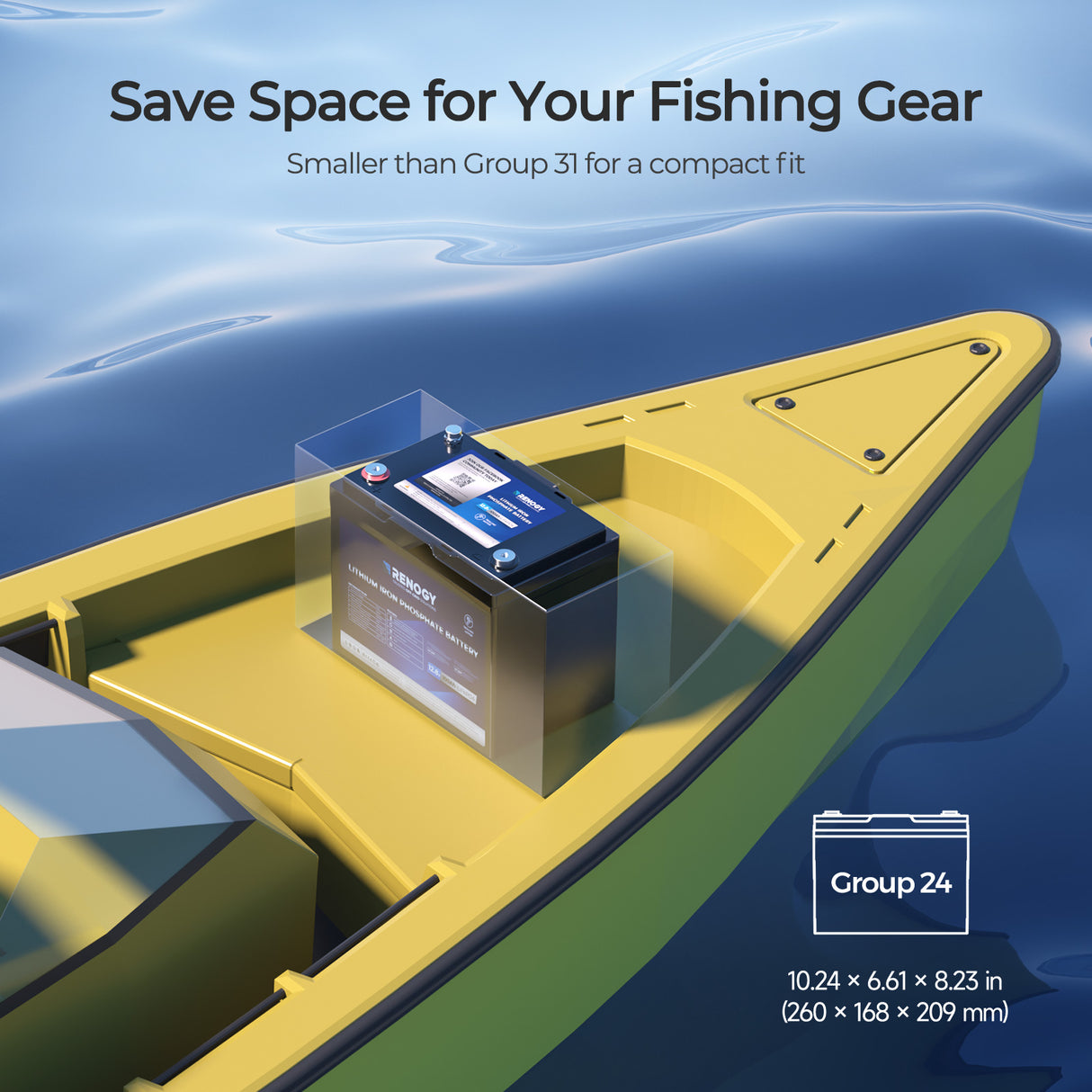 Renogy Core - Batterie LiFePO4 12 V 100 Ah pour moteur de pêche à la traîne avec Bluetooth