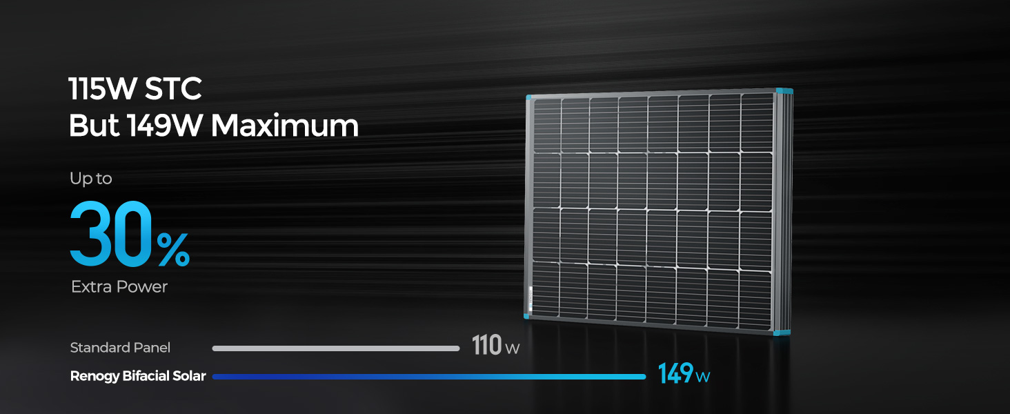 Bifacial 115 Watt 12 Volt Monocrystalline Solar Panel